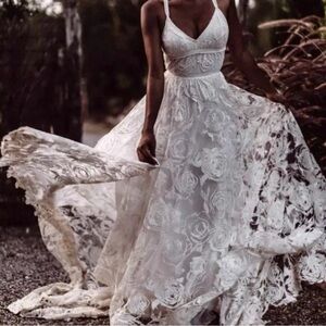 Elegant Boho White Lace Wedding Dress, Australian Made Grace Loves Lace Megan